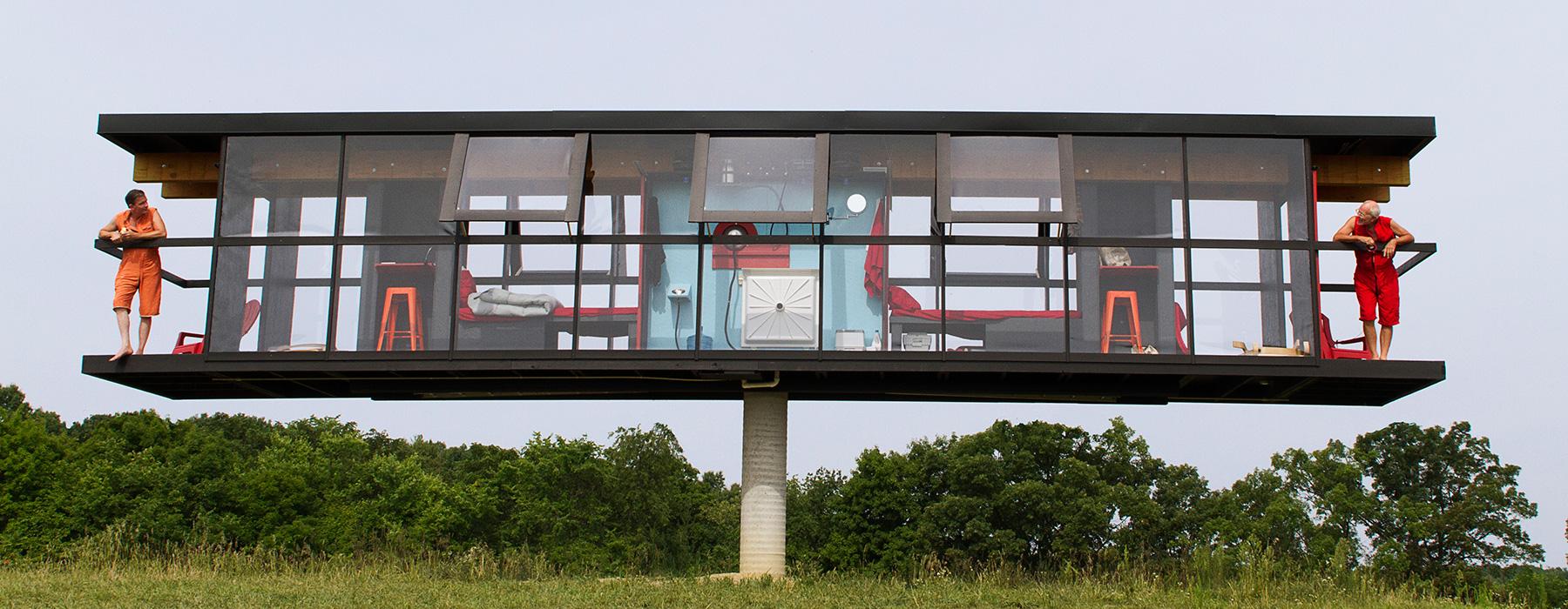 Rotating 'ReActor' house designed and built by PhD student Alex Schweder and artist Ward Shelley in upstate New York